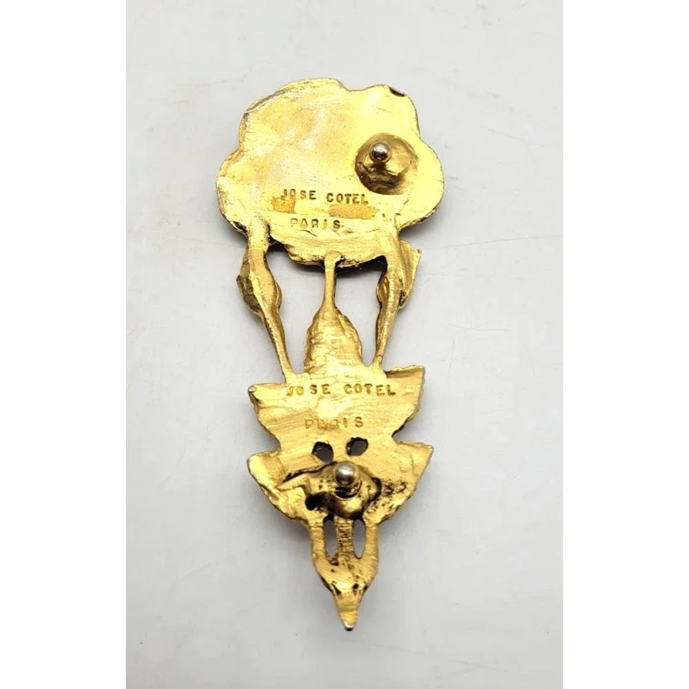 Vintage 80s Jose Cotel Paris France Brass Designer Fashion Belt Buckle RARE HTF